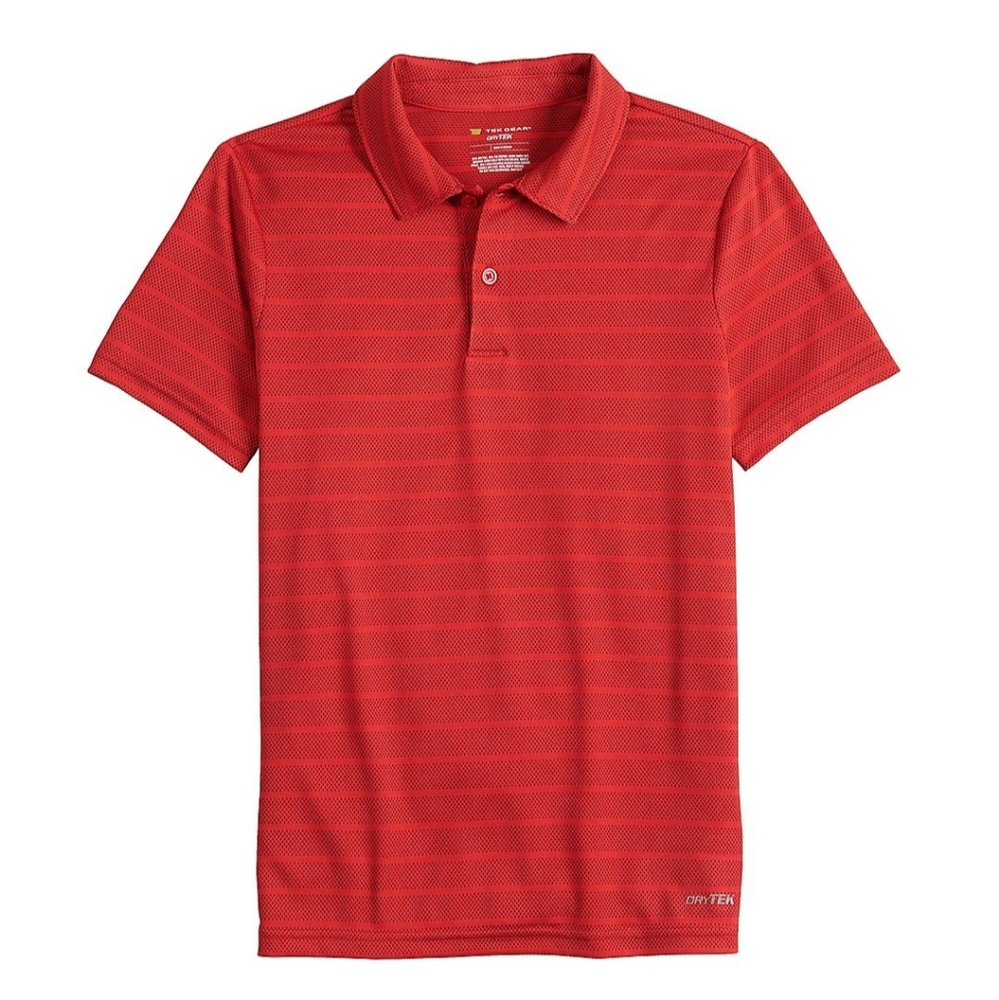 New Boys Tek Gear Red Striped Polo